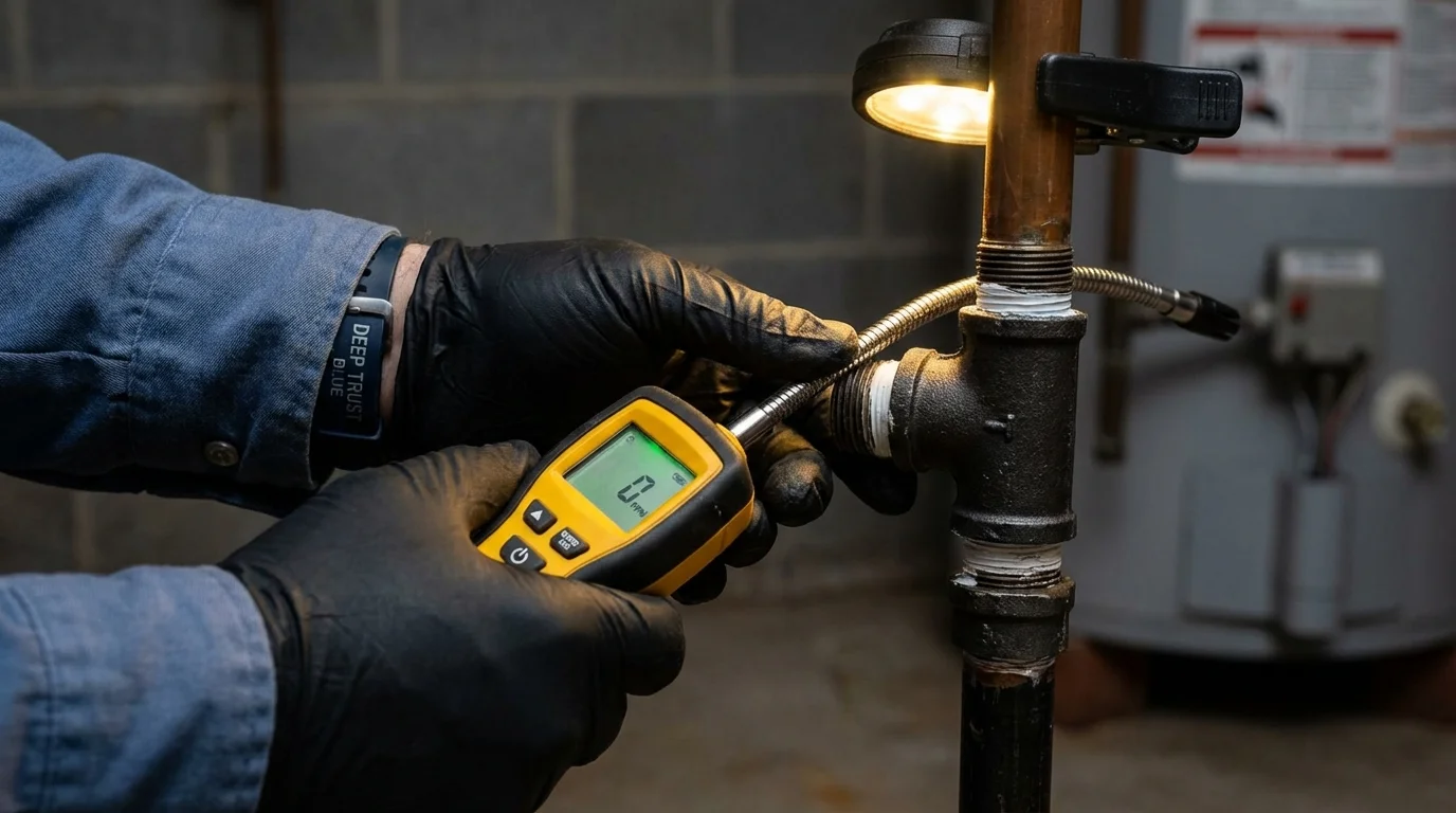 Gas leak detection with electronic sniffer by Johns Plumbing LLC in Mosheim
