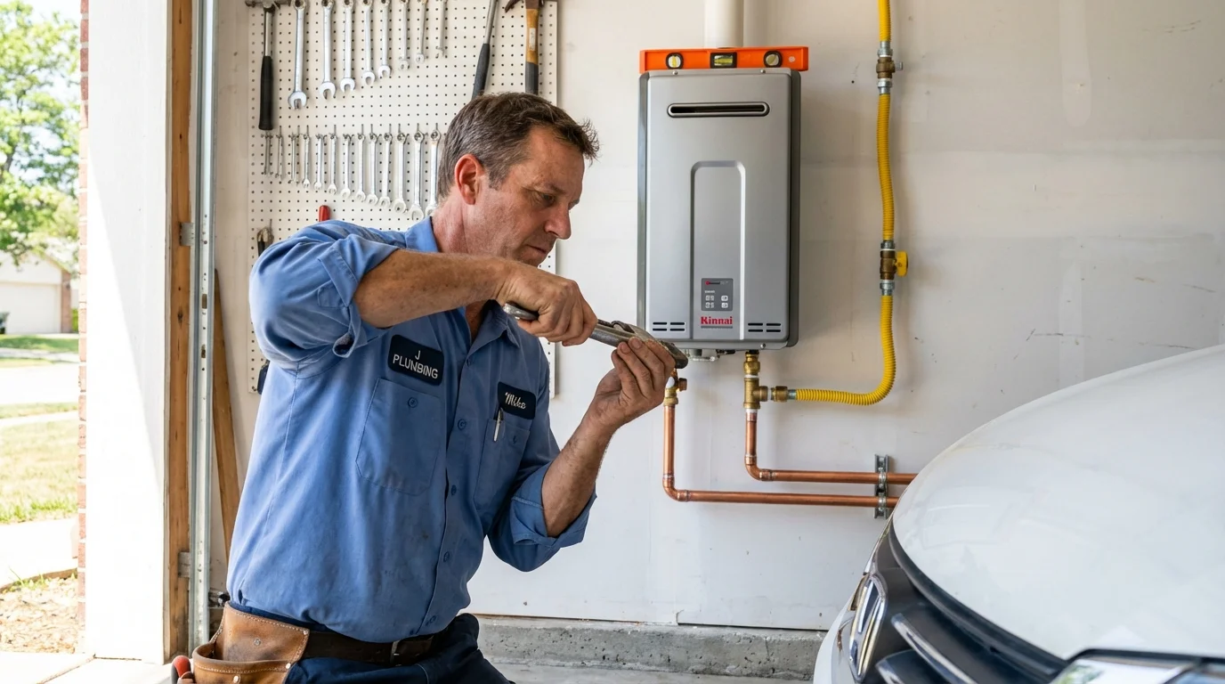 Tankless water heater installation by a Johns Plumbing LLC plumber in Mosheim